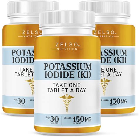 Buy 3 Pack) Potassium Iodide Supplement 150 MG per Serving, Iodide ...