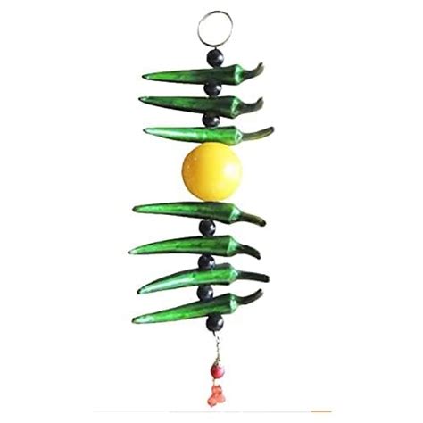 Buy Vastu Feng Shui Red & Green Yellow Nimbu Mirch Wall Hanging Nimbu ...