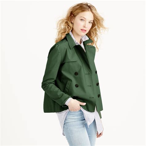 J.Crew Petite Japanese Poplin Swing Trench Coat in Green - Lyst