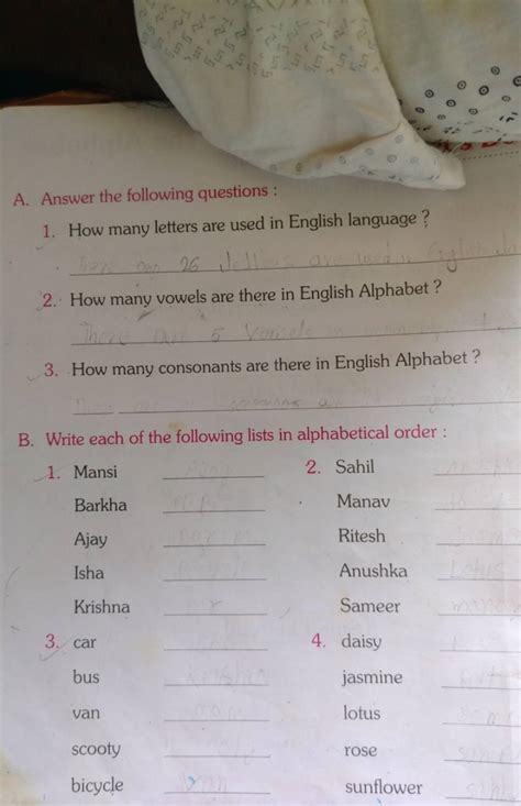A. Answer the following questions : 1. How many letters are used in Engli..