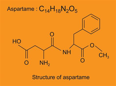 Molecular formula of Aspartame structure and skeletal formula. 26994240 Vector Art at Vecteezy