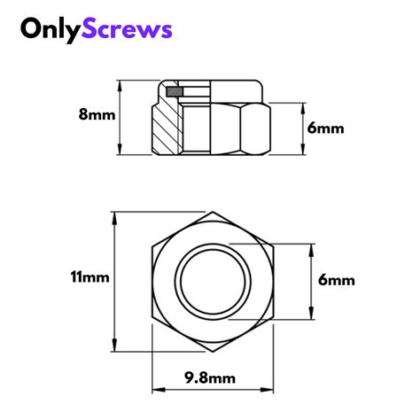 M6 Nyloc Nuts SS304 (Dia. 6mm) – OnlyScrews