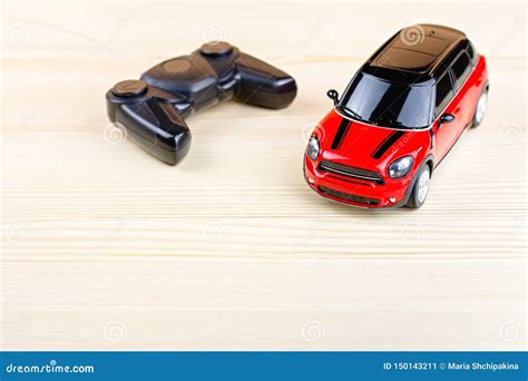 Red Remote Control Car with Control Joystick Close Up, Copy Space, Top ...