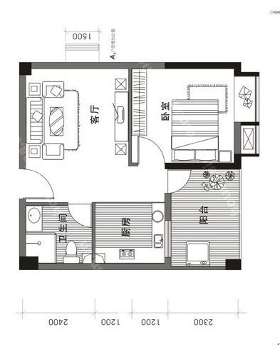57平两室一厅户型图,55米户型图,60平米小两室图(第2页)_大山谷图库