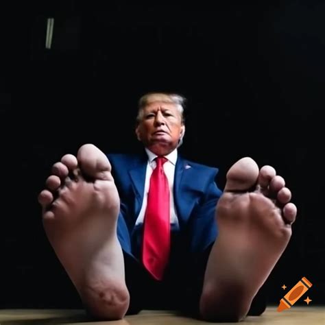 Donald trump in a suit with bare feet on Craiyon
