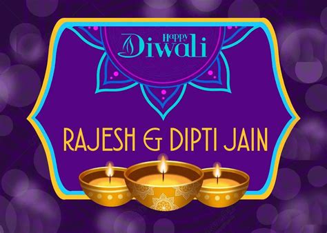 Happy Diwali Gift Tags/Gift Stickers - Dazzling Purple Diyas ...