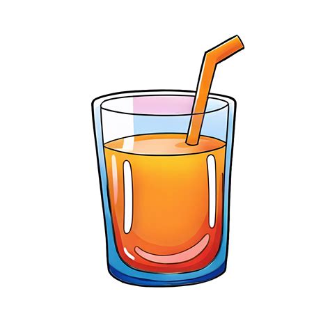 Orange Juice Glass with Straw Hand Drawn Cartoon Style Illustration AI ...