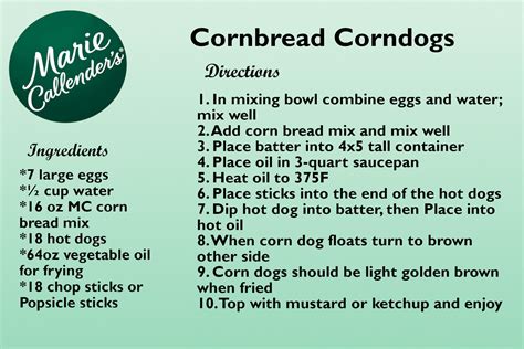 Marie Callender's Cornbread Corndog Recipe