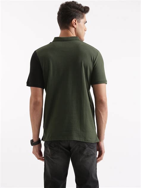 Olive Vertical Color Block Polo T-Shirt – Wrogn