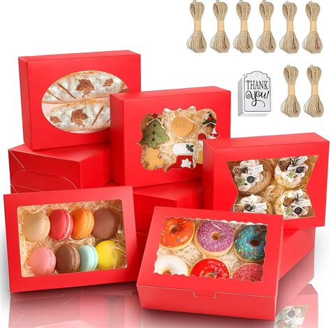 Amazon.com: KPOSIYA 65 PCS 8x6x2.5 Inch Cookie Boxes with Window Red ...