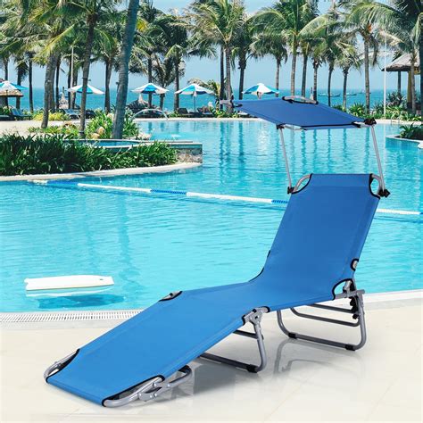Gymax Adjustable Folding Lounge Chair - Lawn Recliner, for Beach/Patio ...