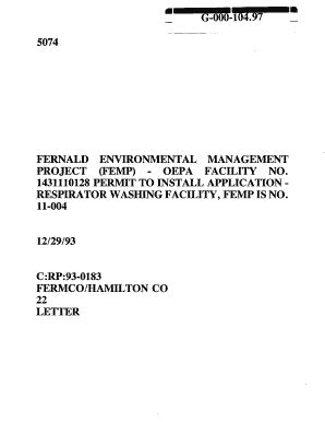 Fillable Online lm doe 5074 FERNALD ENVIRONMENTAL MANAGEMENT PROJECT ...