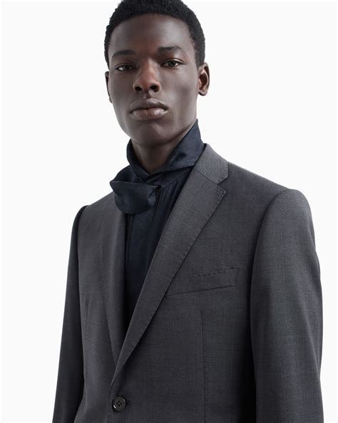 Slim-fit, single-breasted suit in natural, tropical, stretch light wool ...