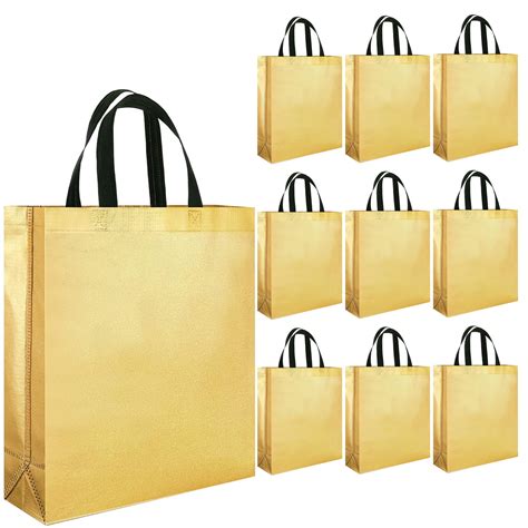 Buy Evafly Pack Of 10: Golden Gift Bags - Medium Size – GlobalBees Shop