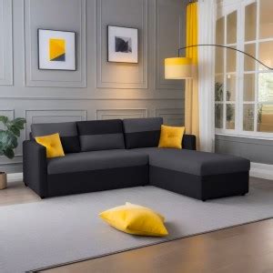 Trevi Bliss E2O RHS 5 Seater Sectional Sofa In Black & Titanium Grey ...