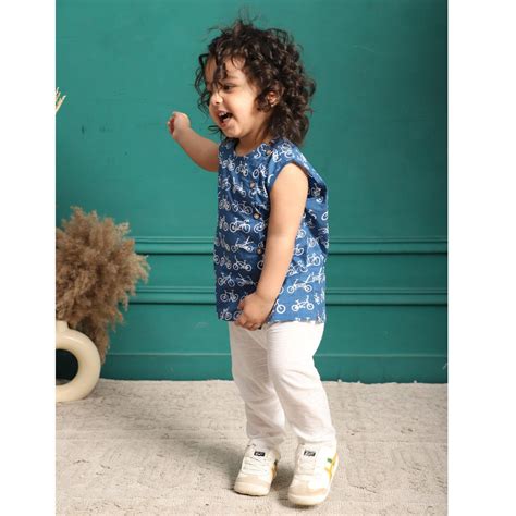 Polka Tots 100% Super Soft Cotton Sleeveless Cycle Print Jhabla and Pa ...