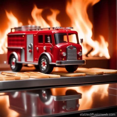 fire truck shaped toasters there are six slices of toasted bread on the ...
