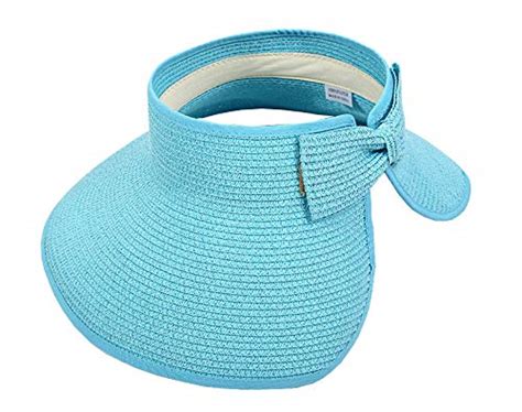 SYAYA Beach Sun Visor Foldable Roll up Wide Brim Straw Hat Cap for Girl ...