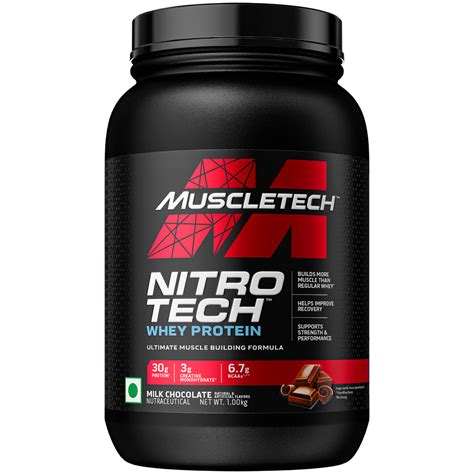 Muscletech Nitrotech Whey Protein Milk Chocolate Flavour Powder, 1 kg ...