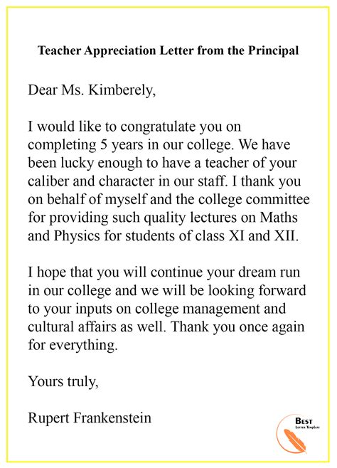 Thank You Note For Teachers From Principal at Angelica Mullins blog