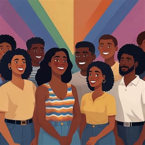 A poster of a group of people with different colors | Premium AI ...