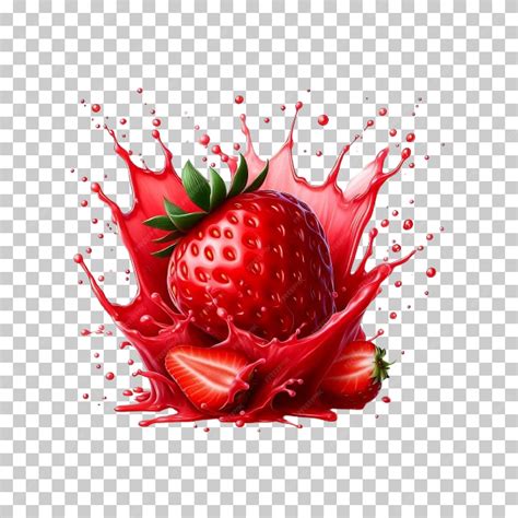 Strawberry juice splash isolated on transparent background | Premium AI ...
