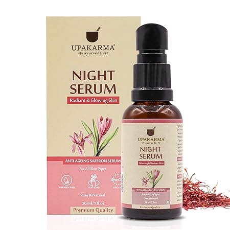 UPAKARMA Night Serum with Saffron and Niacinamide for Face – Night Skin ...