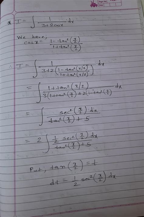 Integrate 1/3+2cosx with respect to x. - Brainly.in