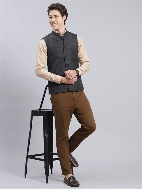 Buy Men Grey Solid Wool blend Coat Online in India - Monte Carlo