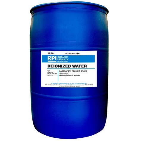 W35100-55gal - DI water (ASTM TYPE II), 55 Gallon Drum