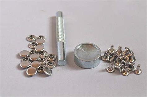 BEESCLOVER 100 Silver 10mm Tubular Rivets Studs + Tool Setter Kit for ...