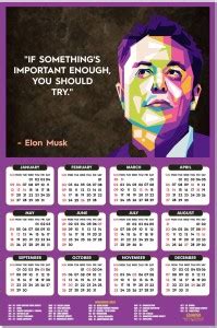SADAFAL Elon Musk Motivational Wall Calendar 2025 & Inspirational ...
