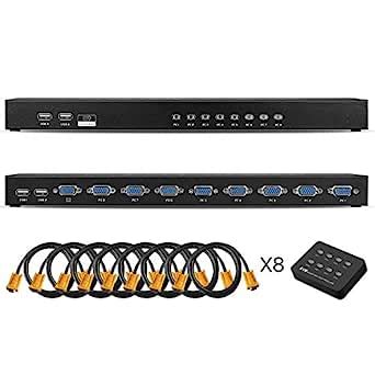 TENINYU USB 2.0 KVM Switch Manual Selector Rack Mount Metal Box Adapter ...