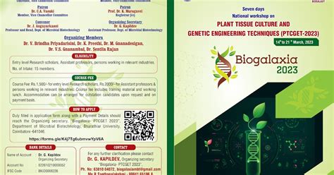 National Workshop on PLANT TISSUE CULTURE AND GENETIC ENGINEERING ...
