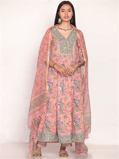 Sanjh Raga Set Of Anarkali Pants Dupatta – InduBindu