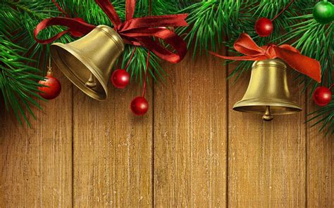 Download Christmas Bells On Wood Wallpaper | Wallpapers.com