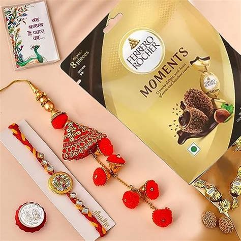 CraftVatika Rakhi Chocolate Pooja Coin Gift Combo, Bhaiya Bhabhi Rakhi ...