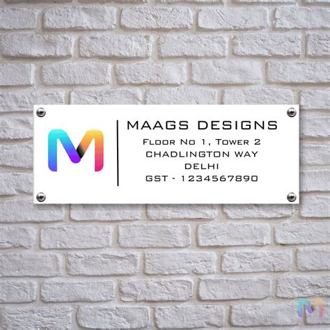 Office Name Plate with Logo in Acrylic | Custom name plate for Office ...