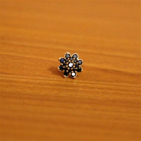 Black onyx Gold Plated Piercing Nose Ring – Sanvi Jewels