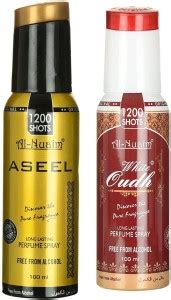 Al Nuaim Aseel & White Oudh Perfume Spray 1200 Shots Deodorant Spray ...