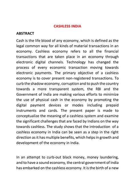 Ilovepdf merged merged - CASHLESS INDIA ABSTRACT Cash is the life blood ...