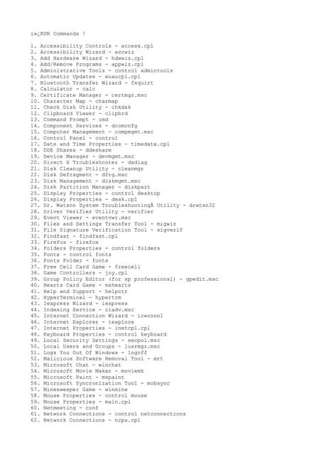 Image result for Run Command List