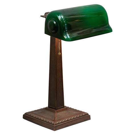 Green Shade Banker's Lamp Signed Verdelite at 1stDibs | verdelite lamp ...