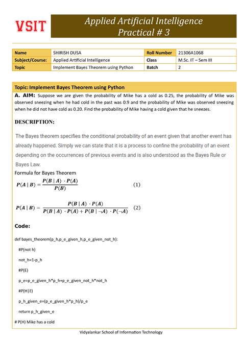 AAI Worksheet - Practical 3 - Applied Artificial Intelligence Practical ...