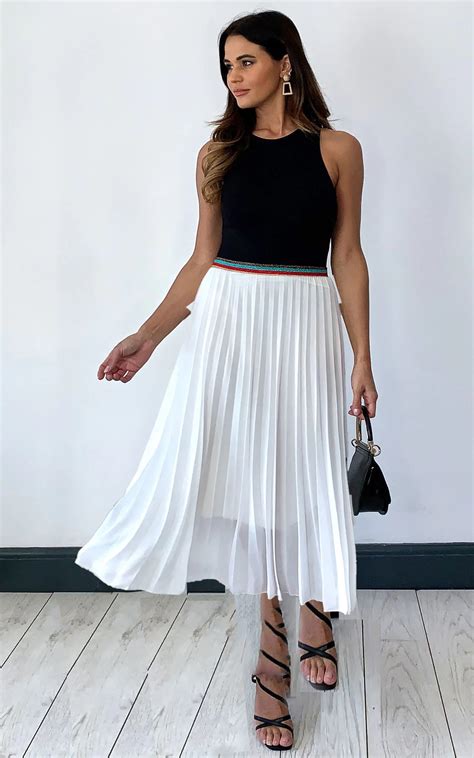 White Pleated Midi Skirt - Love4Bags Boutique