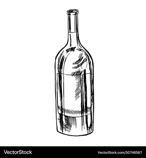 Hand drawn wine bottle sketch Royalty Free Vector Image