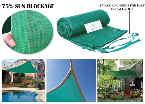 Unique Plastic 75% Sun Shade Sail with Attached Chords (10 ft x 15 ft ...