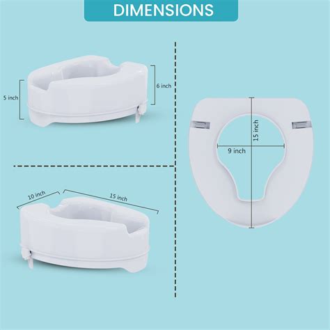 EASYCARE Toilet Seat Raiser with Safe Locks | Adds 6" to Commode ...