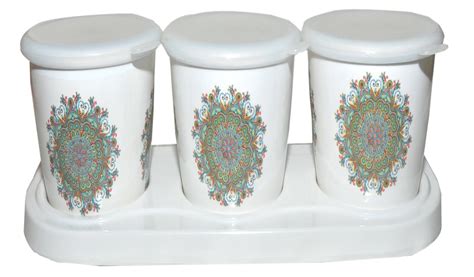 Buy Air Tight Melamine Storage Container/Jar Set of 3 with 1 Melamine ...