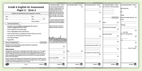 Grade 6 English HL - Term 4 - Examination (CAPS Aligned)